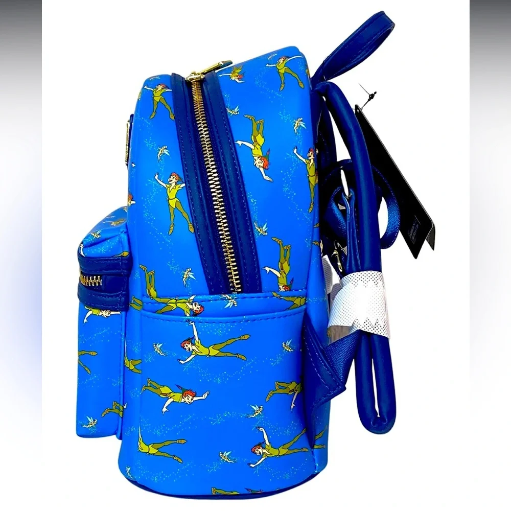 Loungefly Disney Peter Pan Flying TinkerBell AOP Blue Mini Backpack NEW